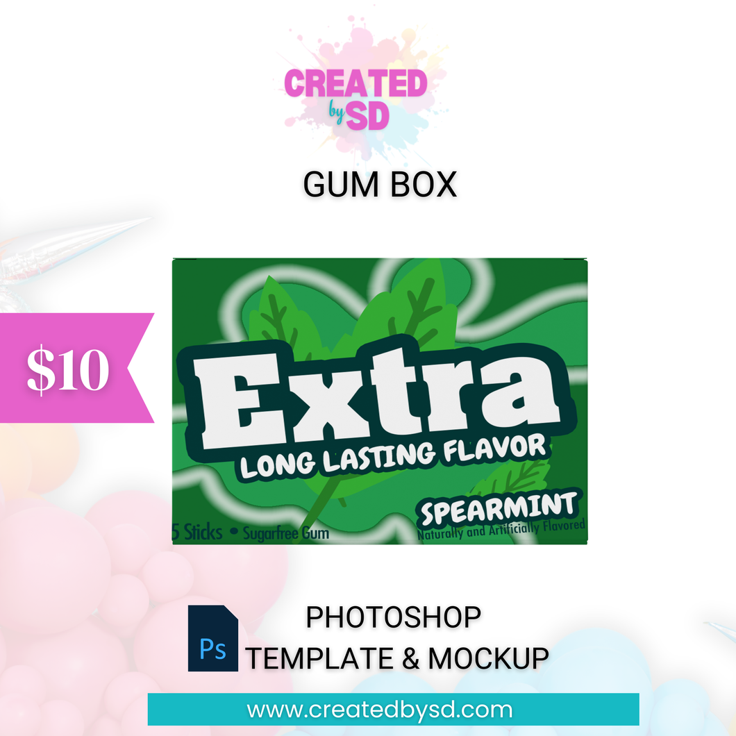 Extra Gum Box Template & Mockup