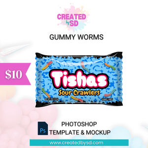 Gummy Worms Template & Mockup