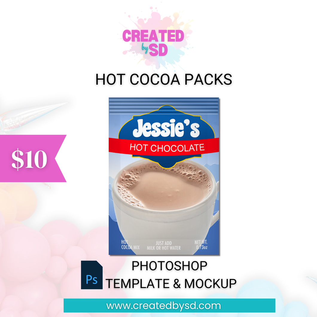 Hot Cocoa Pack Template & Mockup