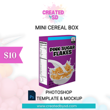 Load image into Gallery viewer, Mini Cereal Box Template &amp; Mockup
