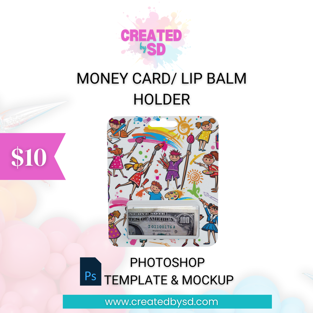 Money Card/Lip Balm Holder Template & Mockup