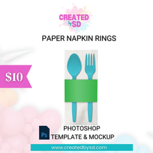 Load image into Gallery viewer, Paper Napkin Rings Template &amp; Mockup
