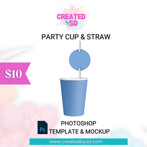 Paper Cup & Straw Template & Mockup