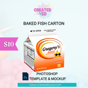 Baked Fish Carton Template & Mockup