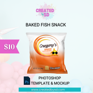 Baked Fish Snack Template & Mockup