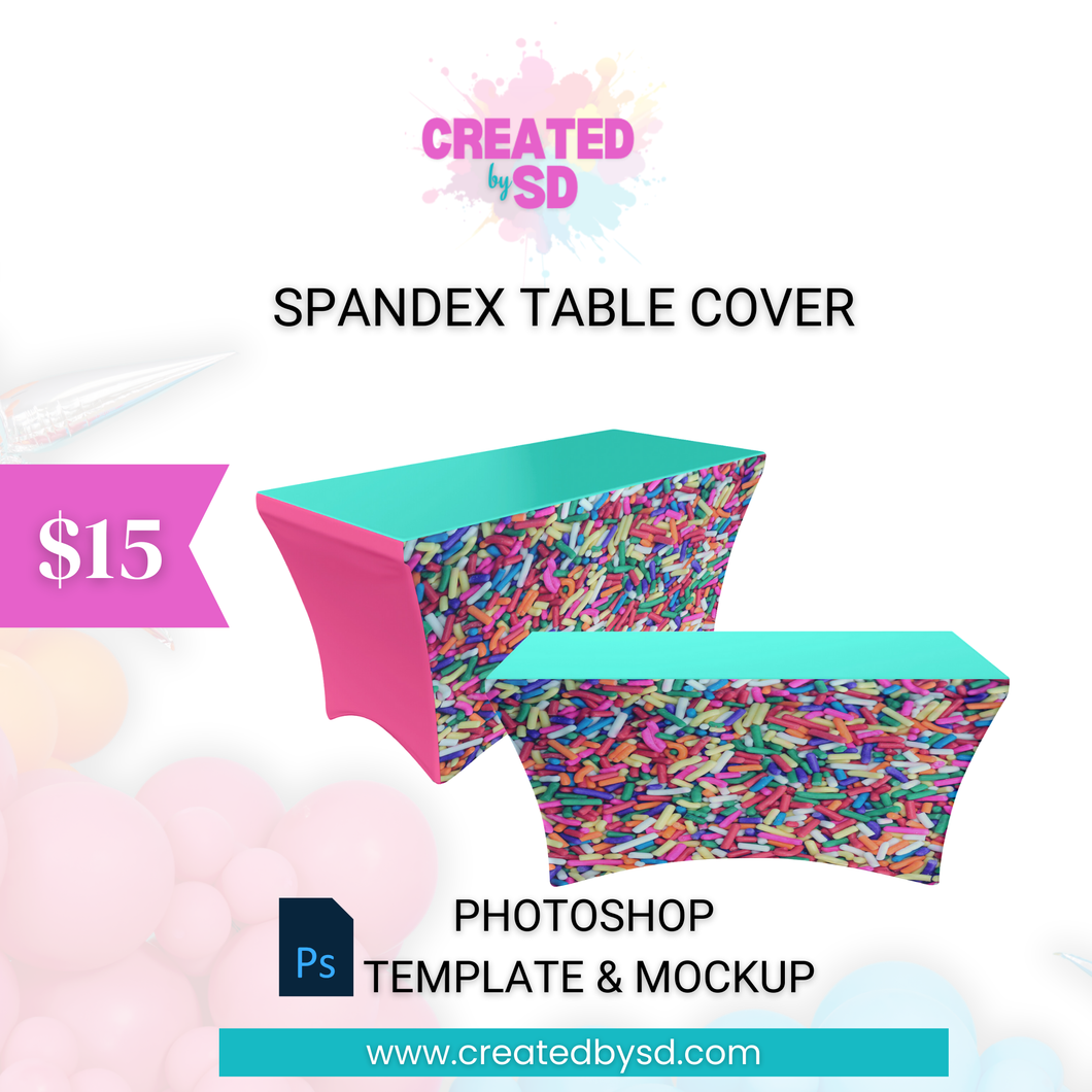 Spandex Table Cover Template & Mockup