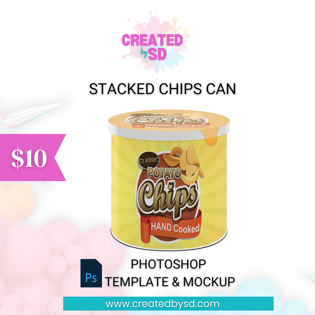 Stacked Chips Can Template & Mockup