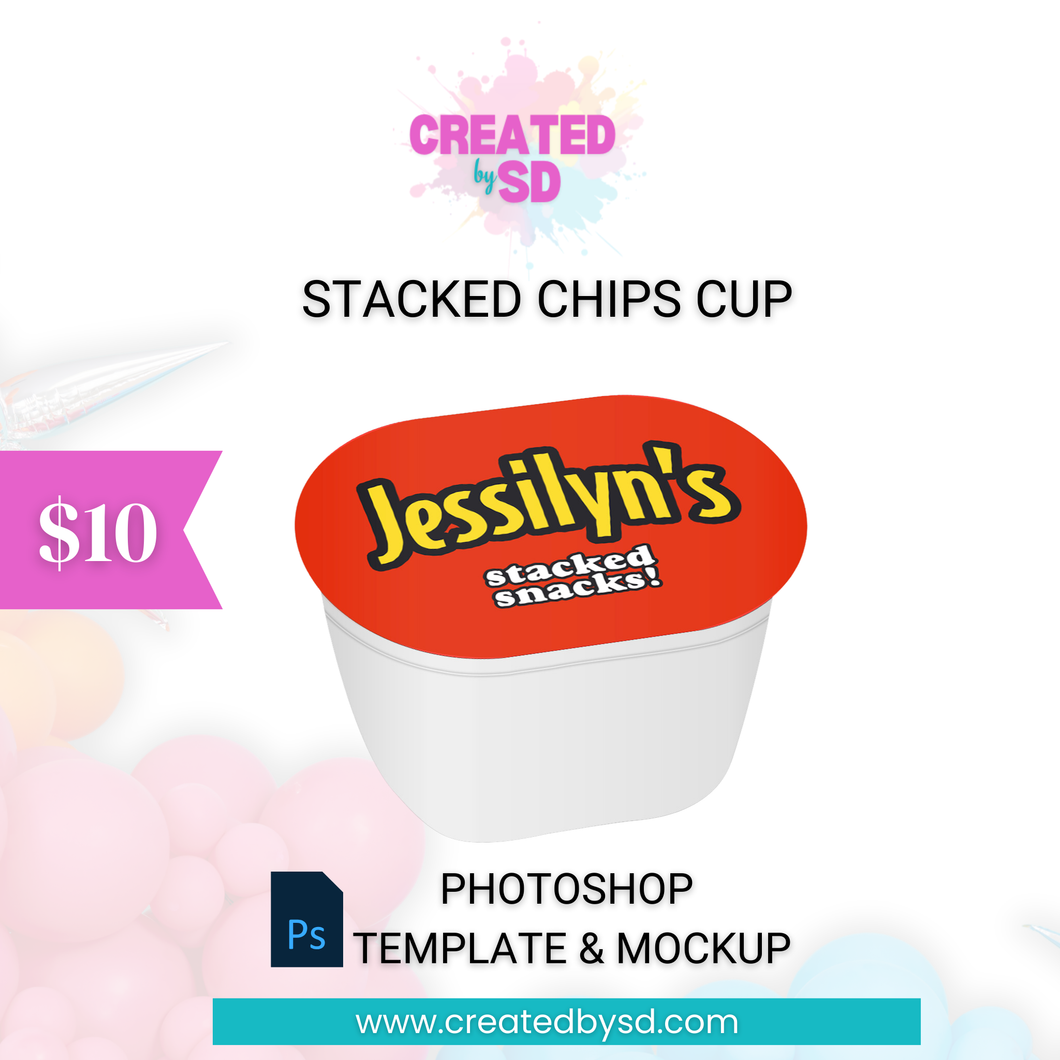 Stacked Chips Cup Template & Mockup