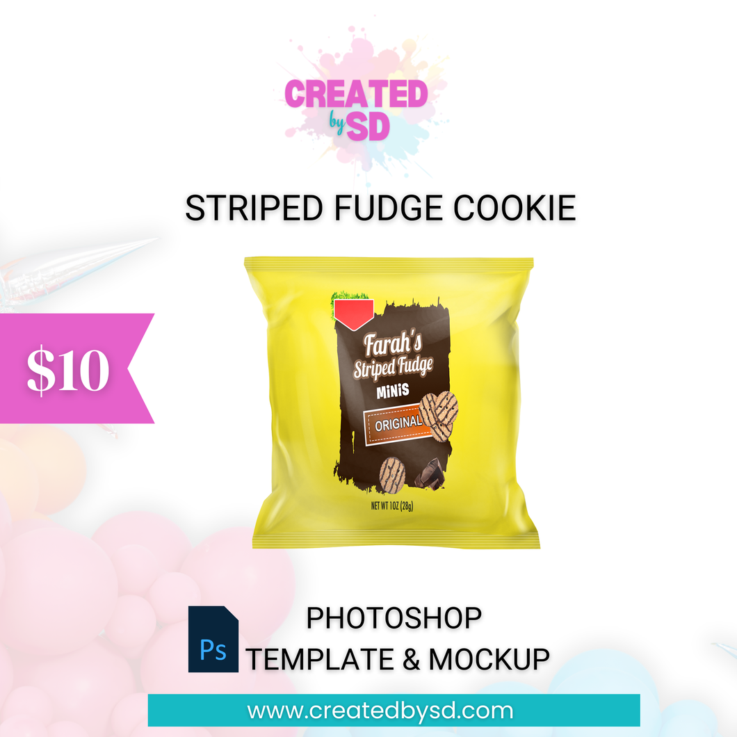 Striped Fudge Cookie Template & Mockup