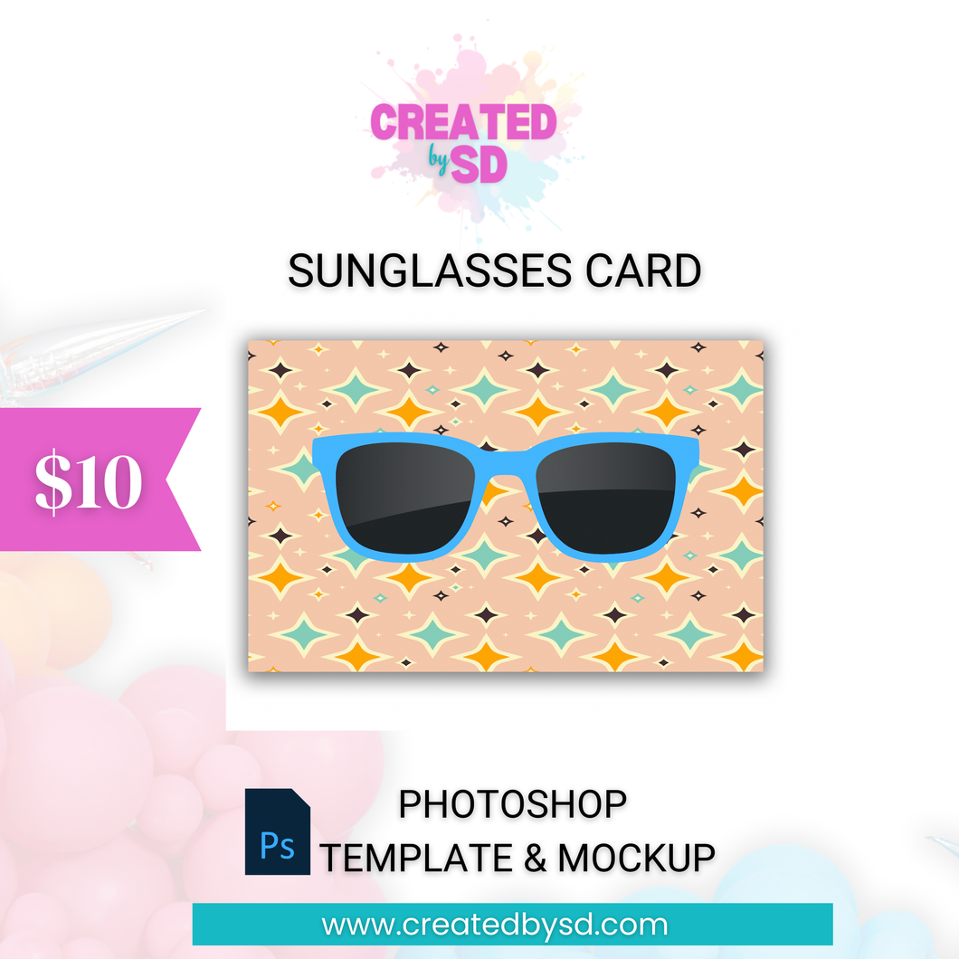 Sunglasses Card Template & Mockup