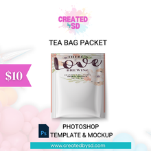 Load image into Gallery viewer, Tea Bag Packet Template &amp; Mockup
