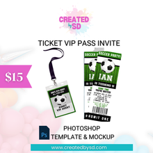 Load image into Gallery viewer, Ticket VIP Pass Invite Template &amp; Mockup
