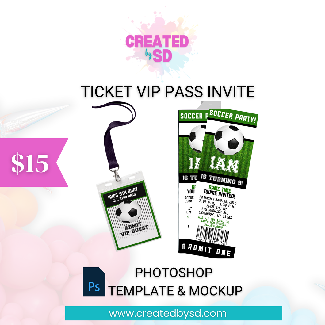 Ticket VIP Pass Invite Template & Mockup