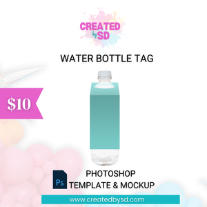 Water Bottle Tag Template & Mockup