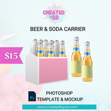 Load image into Gallery viewer, Beer &amp; Soda Carrier Template &amp; Mockup
