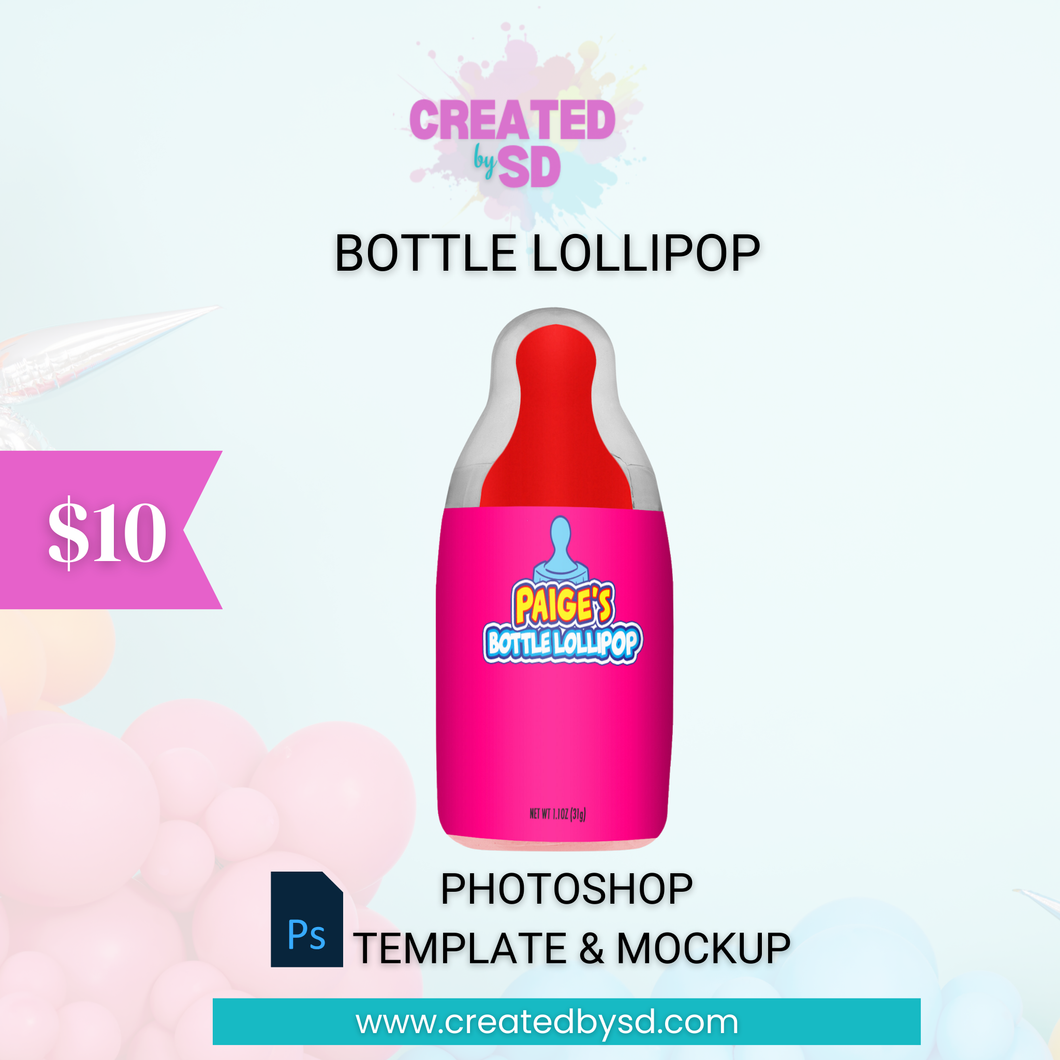 Bottle Lollipop Template & Mockup