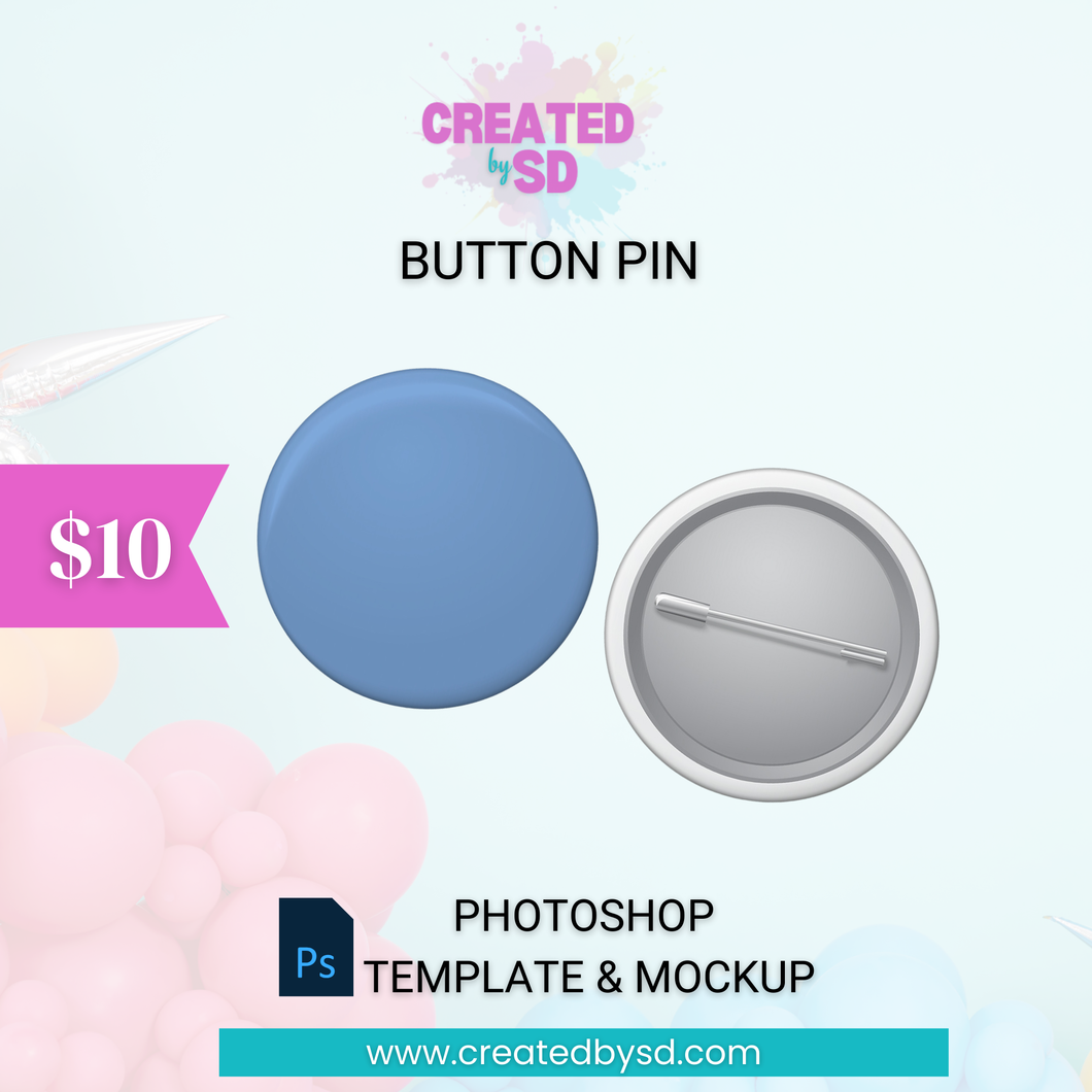 Button Pin Template & Mockup