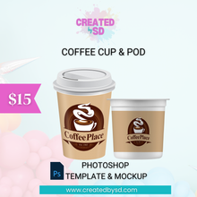 Load image into Gallery viewer, Coffee Cup and Pod Template &amp; Mockup
