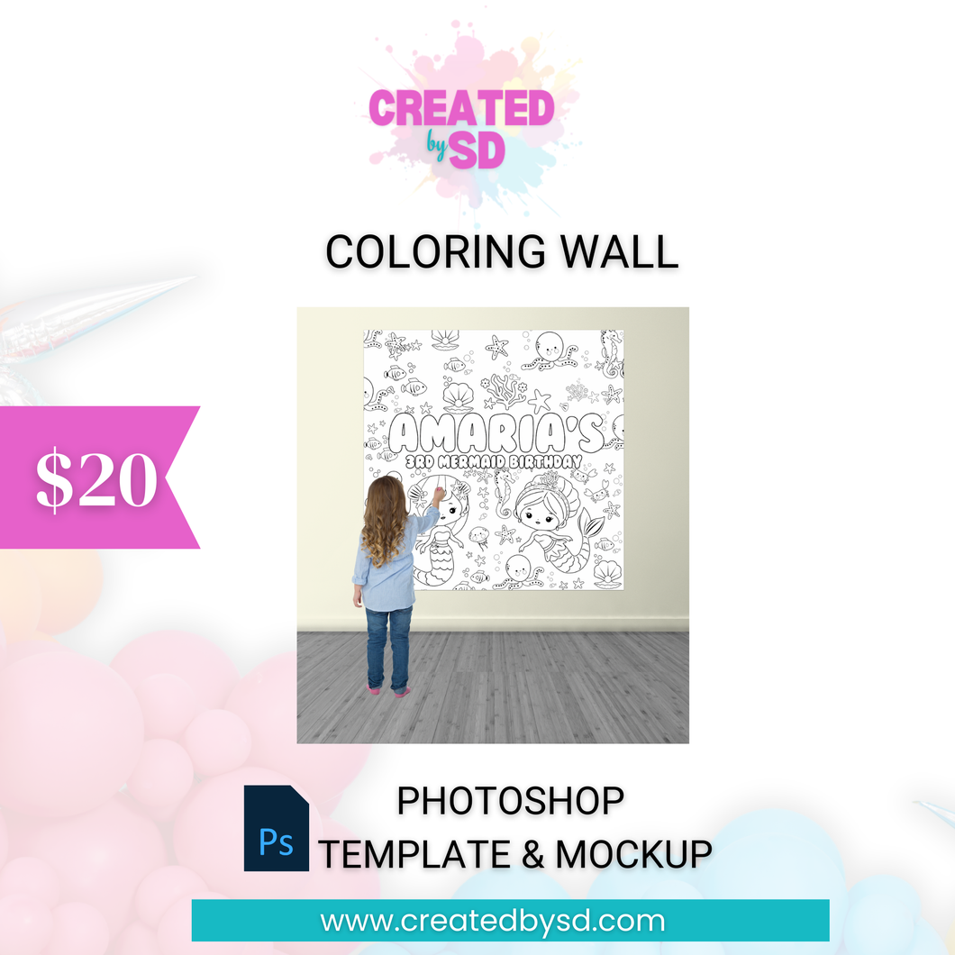 Coloring Wall Template & Mockup