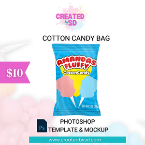 Cotton Candy Bag Template & Mockup