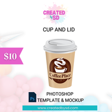 Load image into Gallery viewer, Cup and Lid Template &amp; Mockup
