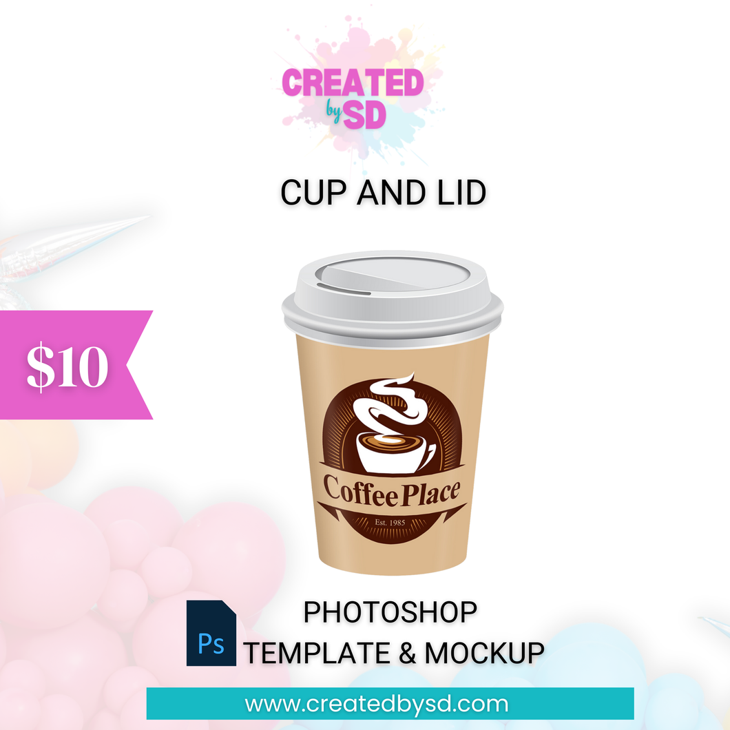 Cup and Lid Template & Mockup