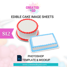 Load image into Gallery viewer, Edible Cake Image Sheets Template &amp; Mockup
