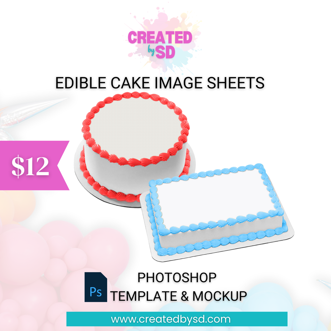 Edible Cake Image Sheets Template & Mockup