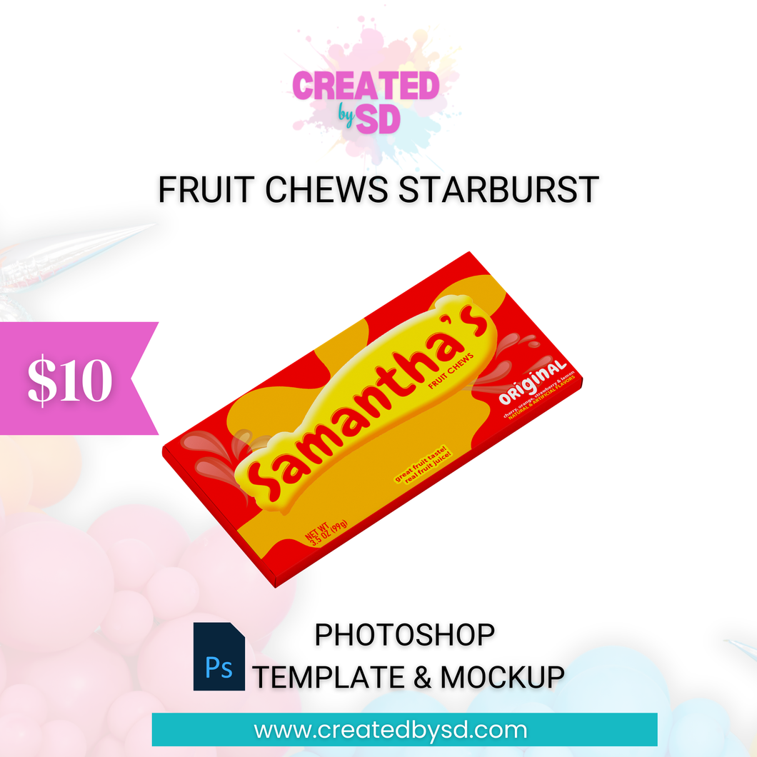 Fruit Chews Starburst Template & Mockup