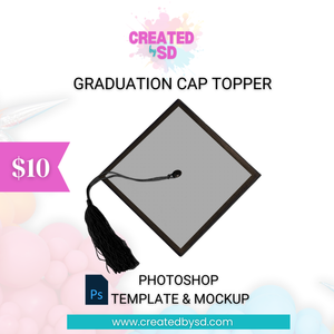 Graduation Cap Topper Template & Mockup