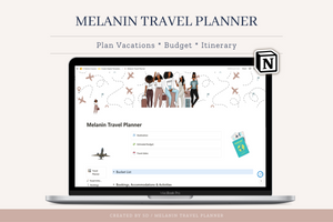 Notion travel planner for Black women Notion travel planner template Notion trip organizer and itinerary planner Travel journal itinerary