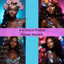 Load image into Gallery viewer, Beautiful model with floral crown for nature-themed photoshoots Fashionable woman with floral headwear in artistic photography Bohemian-inspired photos of a model with flowers on her head
