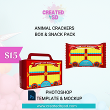 Load image into Gallery viewer, ANIMAL CRACKERS BOX &amp; SNACK PACK MOCKUP &amp; TEMPLATE
