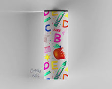 Load and play video in Gallery viewer, Teacher tumbler wrap Teacher Appreciation gift 20oz skinny tumbler sublimation design teacher nutrition facts messy bun teacher life png
