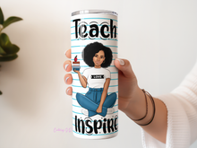 Load image into Gallery viewer, Teacher Birthday Gift Tumbler Teacher Travel Mug with Personalization Thank You Gift for Teacher Tumbler Teacher Tumbler with Apple Design
